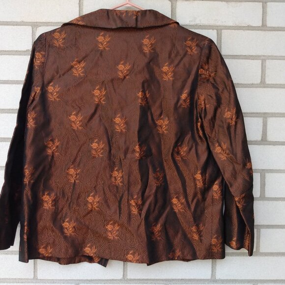Vintage 60s Bolero Dress Jacket Brown Orange 36"B Rockabilly Mid-Century - Picture 11 of 15